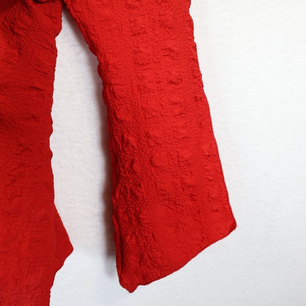 Courtney Washington Textured Split Bell Sleeve Pullover Stretchy Size S Red - Picture 6 of 9